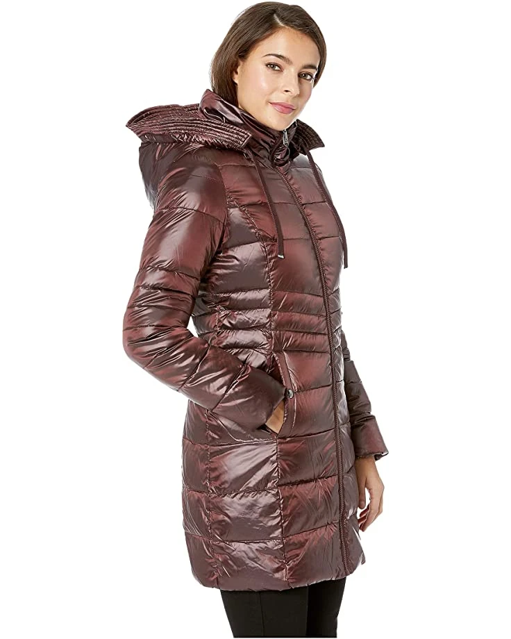 Sam Edelman Ruched Stand Collar 3/4 Soft Down Jacket | Coats & Outerwear 4 Sam Edelman Ruched Stand Collar 3/4 Soft Down Jacket | Coats & Outerwear - Image 4