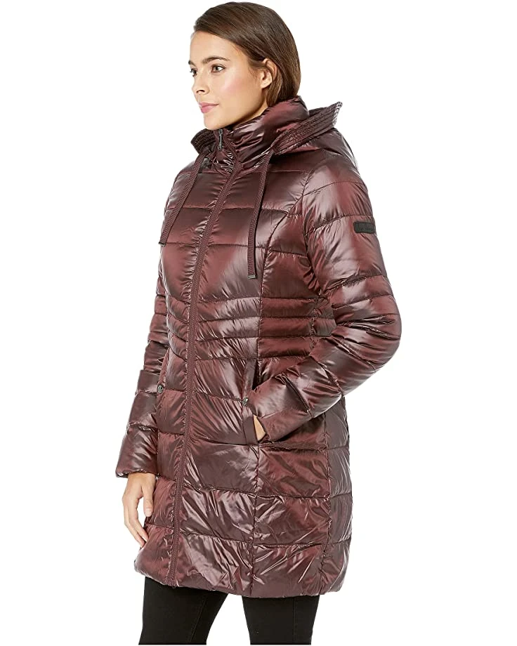 Sam Edelman Ruched Stand Collar 3/4 Soft Down Jacket | Coats & Outerwear 2 Sam Edelman Ruched Stand Collar 3/4 Soft Down Jacket | Coats & Outerwear - Image 2